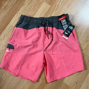 Speedo Coral Pink and Black Athletic Swim Shorts size M